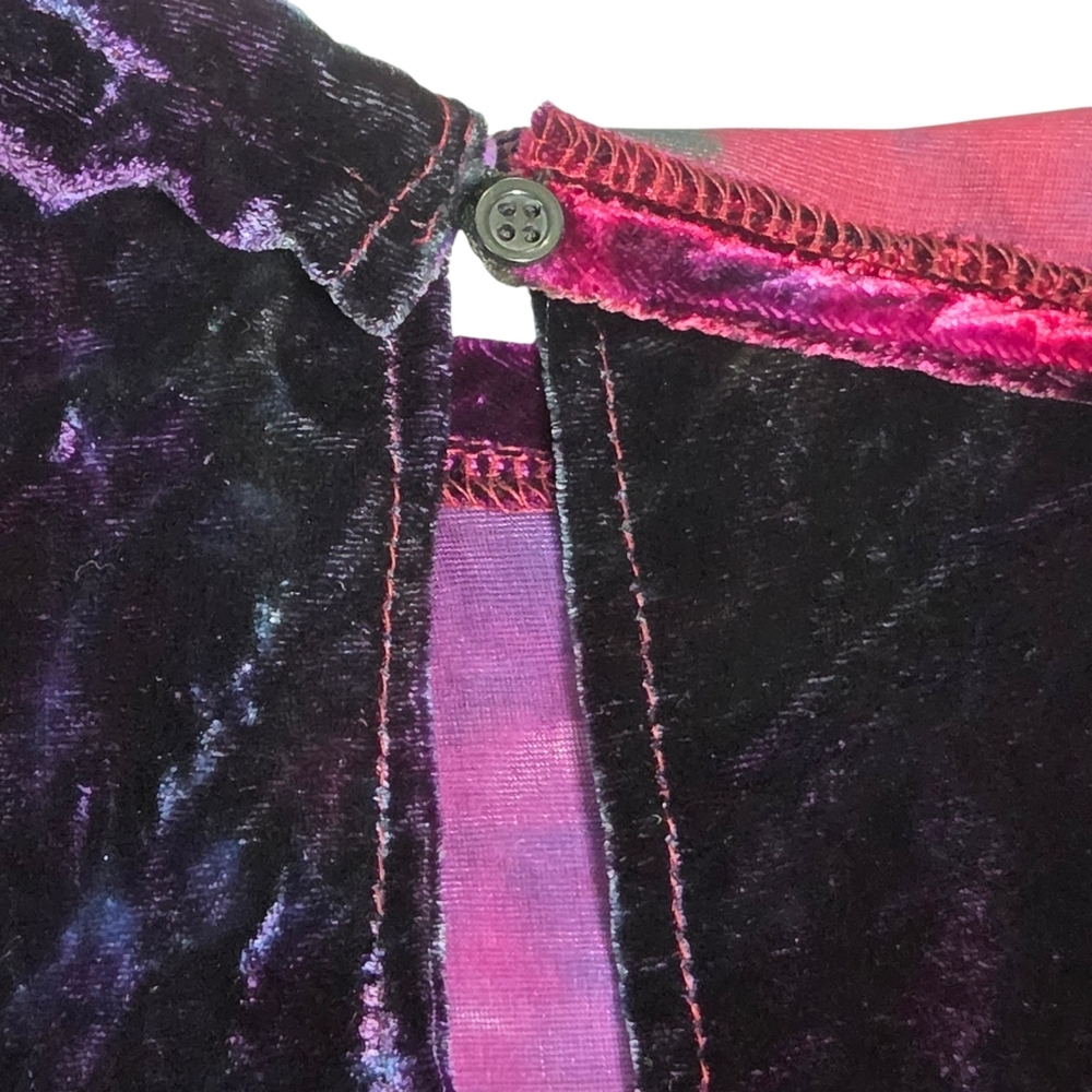 Free People Riverside Velvet Romper Purple Tie Dye Silk Blend Boho Small NWT - Picture 12 of 13